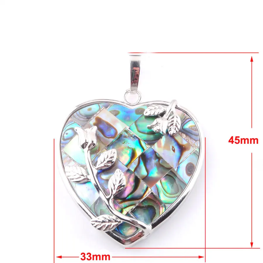 New Zealand Abalone Pearl Shell Pendant Necklace Alloy Heart Colourful Shell Girls Necklaces N3643