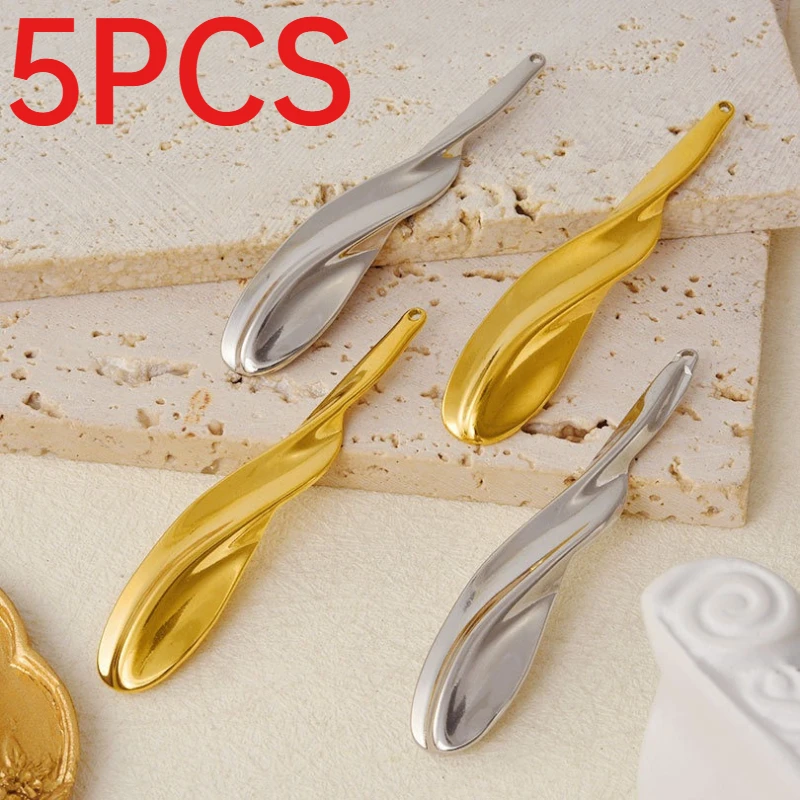 5Pcs 304 Stainless Steel Wavy Irregular Geometric Charms Minimalist Exaggerated European Style DIY Jewelry Making Pendants