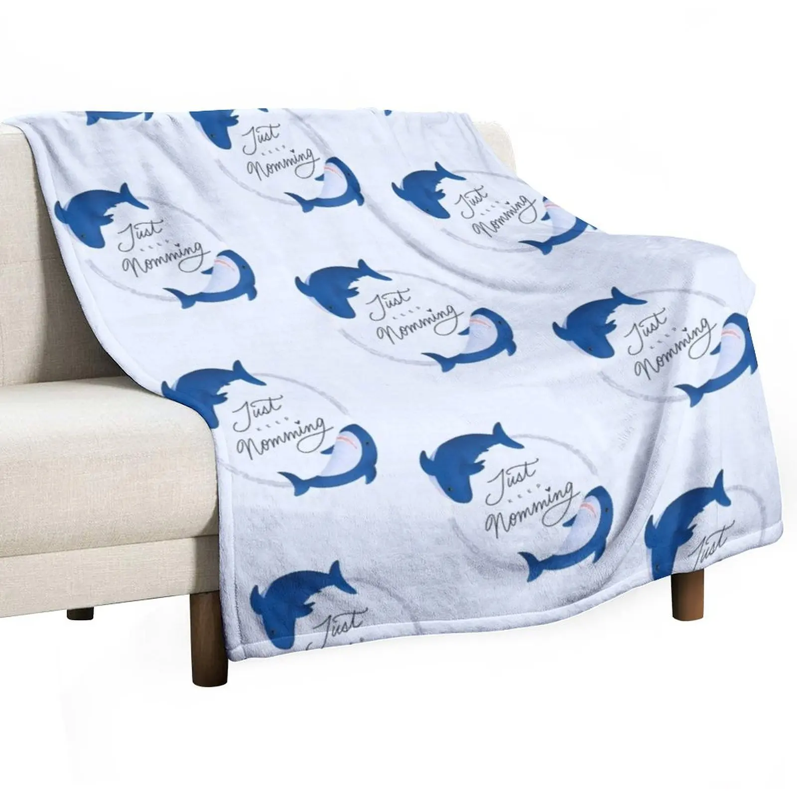 Blahaj/sharks: Just keep nomming! Throw Blanket Luxury Brand Custom Blankets