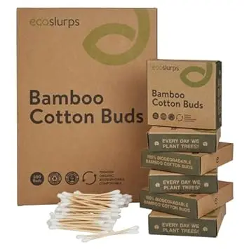 

Bamboo Cotton Swabs - Large Family Box of Biodegradable Cotton Buds - Ecofriendly No Plastic In Each Cotton Bud Swab (6x100 Boxe