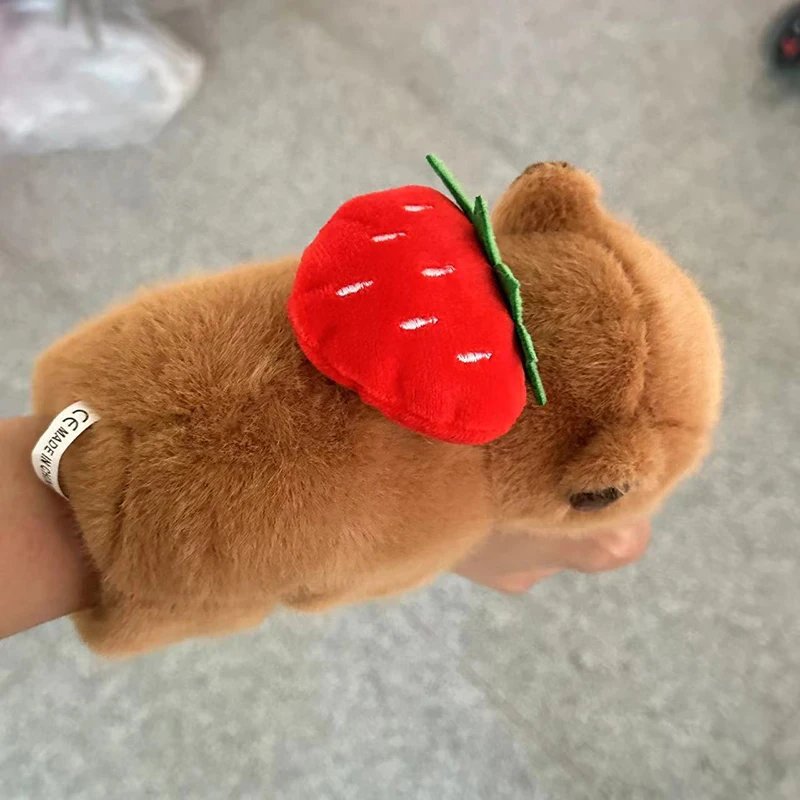 Cute Capybara Slap Clap Wristband Toy Cartoon Plush Animal Doll Clap Ring Bracelet Plush Hand Ring For Children Birthday Gifts