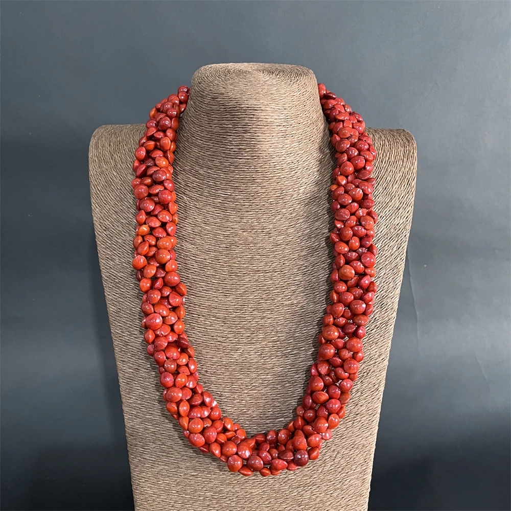 Hula Dance Girl Hawaiian Fashion Jewellery Hawaiian Arcylic Bodhi Necklace Red Beads Acacia Beans Kukui Leis False Wiliwil Lei