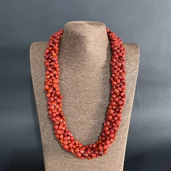 Hula Dance Girl Hawaiian Fashion Jewellery Hawaiian Arcylic Bodhi Necklace Red Beads Acacia Beans Kukui Leis False Wiliwil Lei
