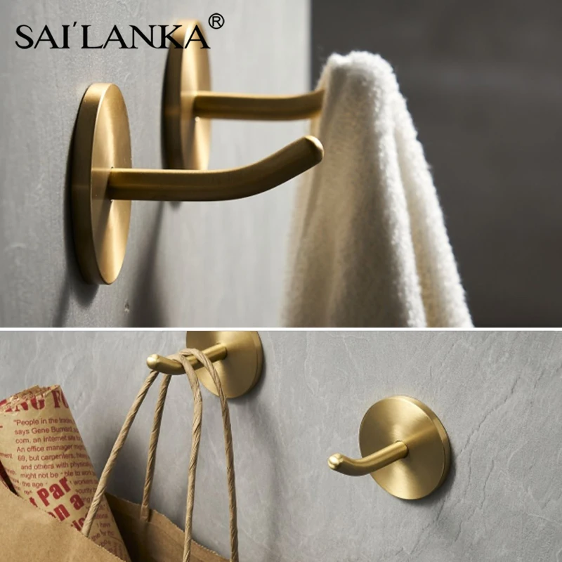 SAILANKA-Brass Clothes Hooks, Roundness Hanger, Household Rustproof Toalha Gancho, Cabide, Chaveiro, Acessórios Do Banheiro, Decoração