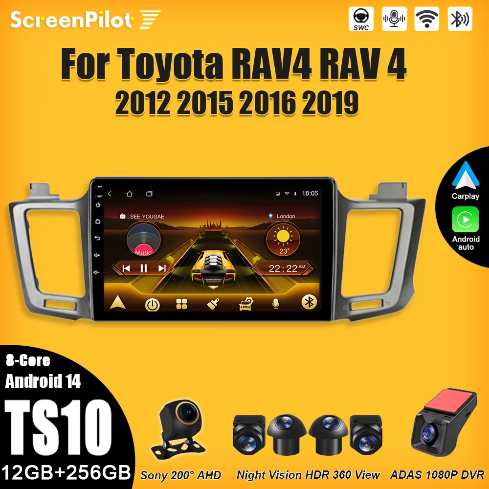 

Android 15 For Toyota RAV4 RAV 4 2012 2015 2016 2019 Multimedia Video Player Carplay Touch Screen RDS 8 Core 5G Mirror Link 5G