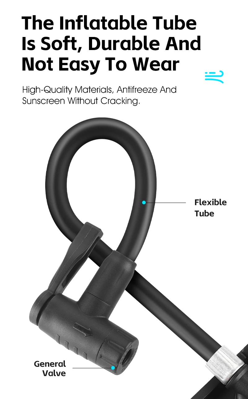 WEST BIKING Fahrradpumpe aus Aluminiumlegierung, 120 PSI, tragbare Hochdruck-Handpumpe mit Manometer, Doppelventil für Fahrrad und Motorrad – Detail 12