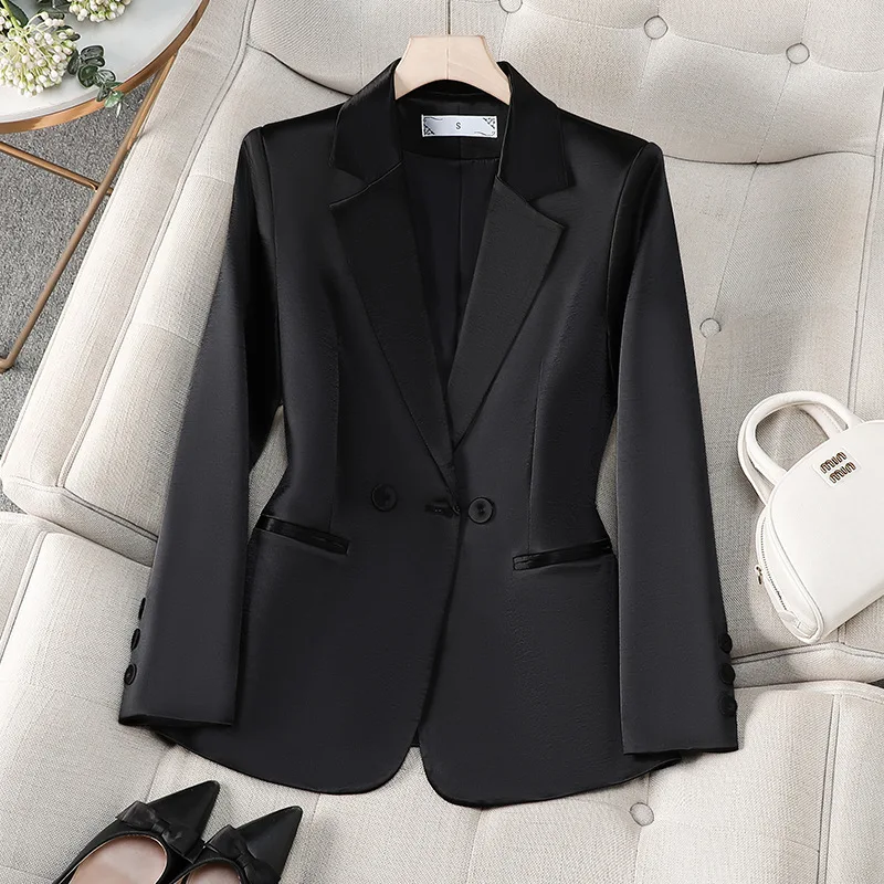 Veste Blazer formelle pour femmes, manches longues, Double boutonnage, vêtements de travail d'affaires, manteau printemps-automne, hauts d'extérieur pour femmes, 2026