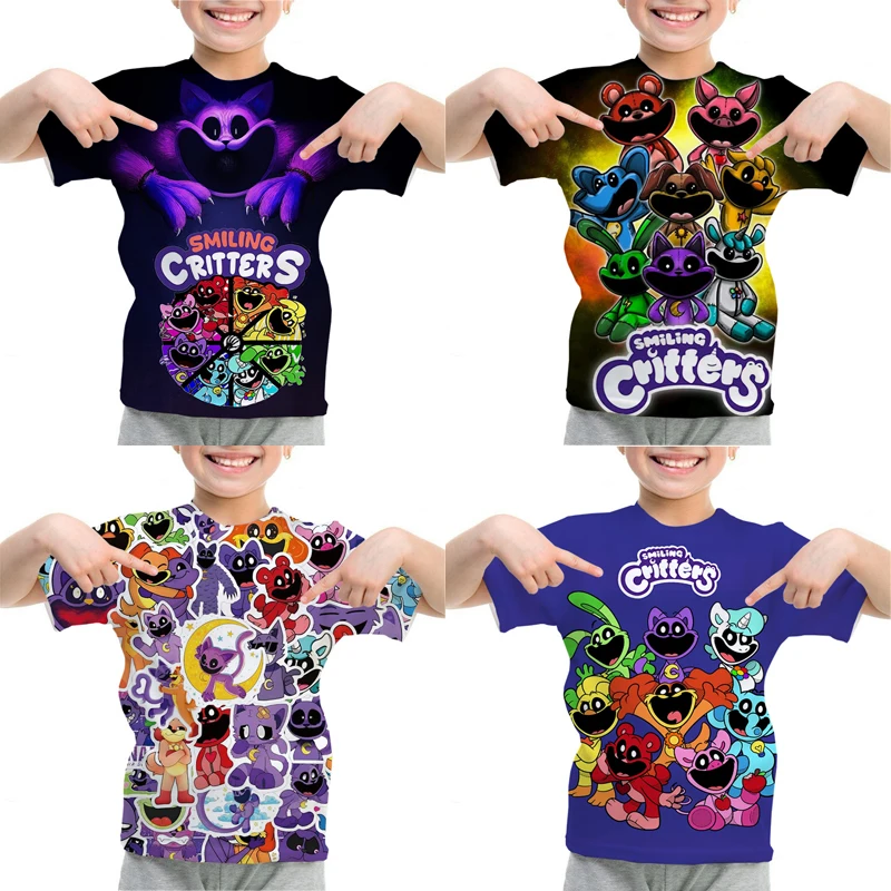 

3D Smiling Critters T Shirt Short-sleeve Kids Summer Clothes Boys T-shirt Baby Girls Tee Tops Children's Clothing