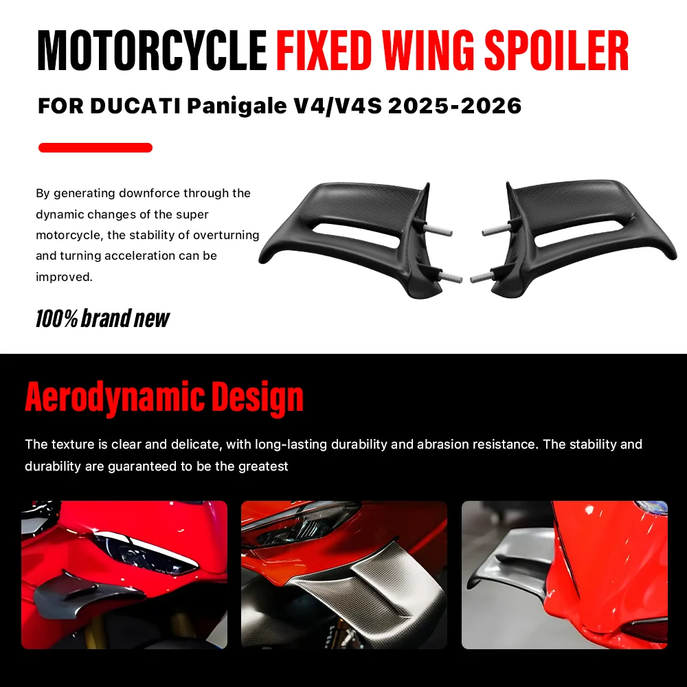 Carbon Fiber Motorcycle Aerodynamics Fixed Wing Spoiler Side Panel Aileron Fairing Kit For DUCATI Panigale V4 V4S V4R 2022-2024