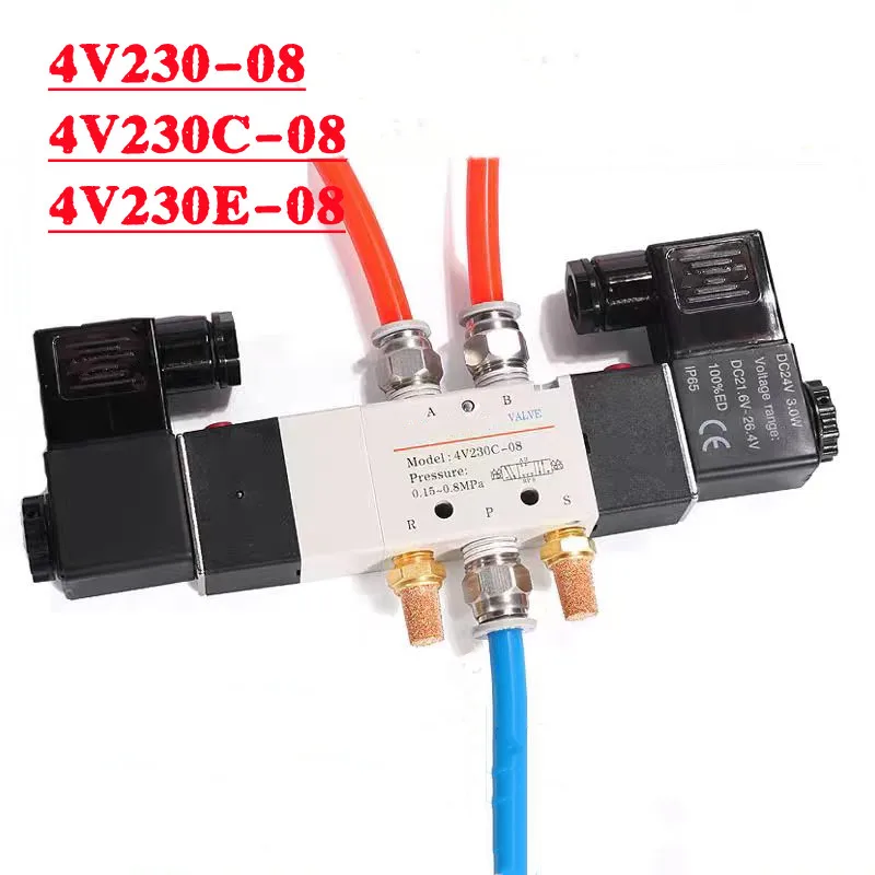 

Air Solenoid Valves 4V230-08 4V230C-08 4V230E-08 3 Position 5 Port 1/4" Pneumatic Control Valve