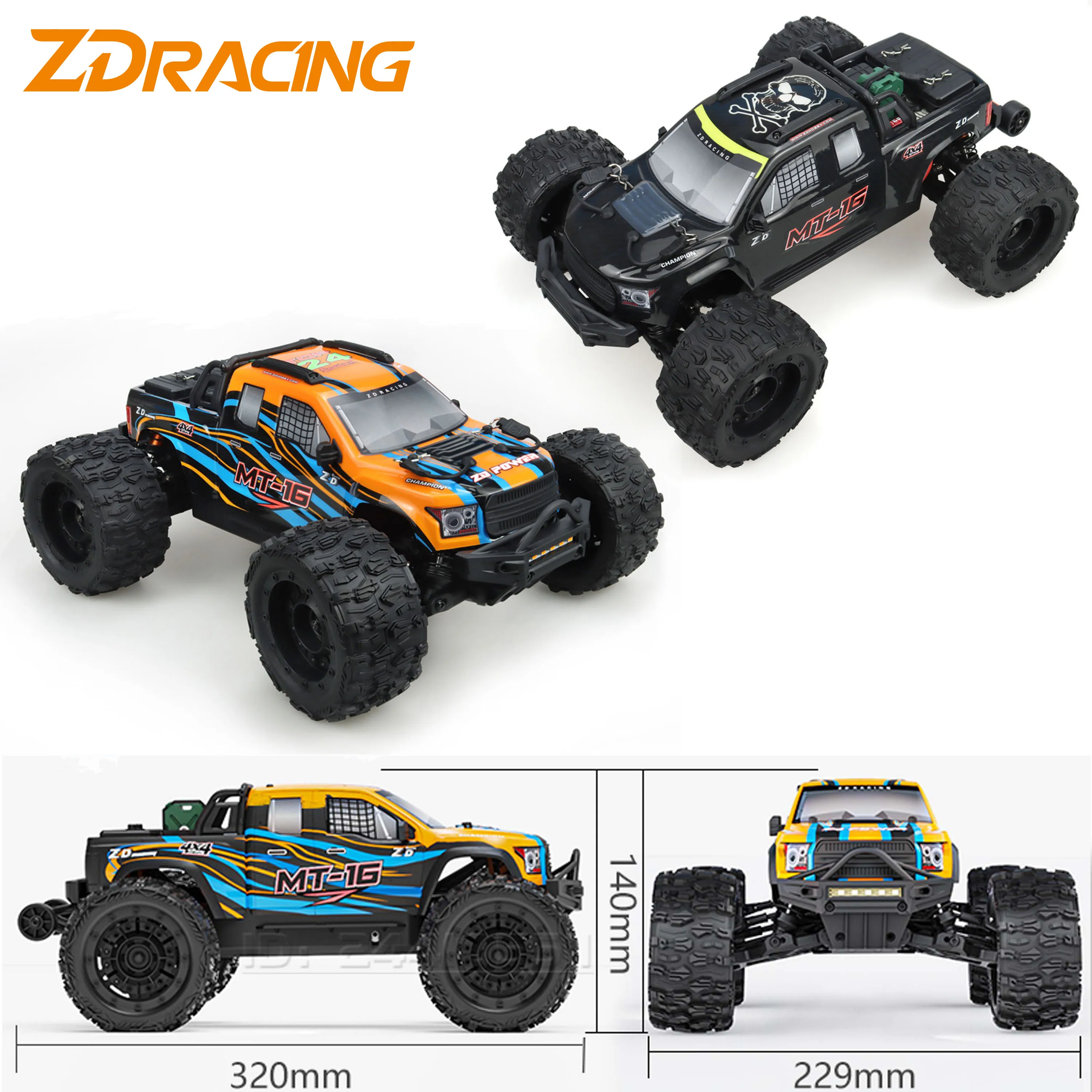 MT-16 1/16 4wd rc monster truck carro sem escova 80 km/h de alta velocidade 3s veículo off-road modelo 2.4g 4ch controle remoto parte do motor esc