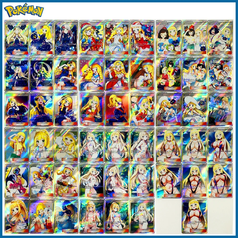 9pc Anime Pokemon DIY ACG Iono Haruto Aoi Lillie Lusamine Rainbow Flash Boy Game Toys Collectible Cards Christmas Birthday Gifts