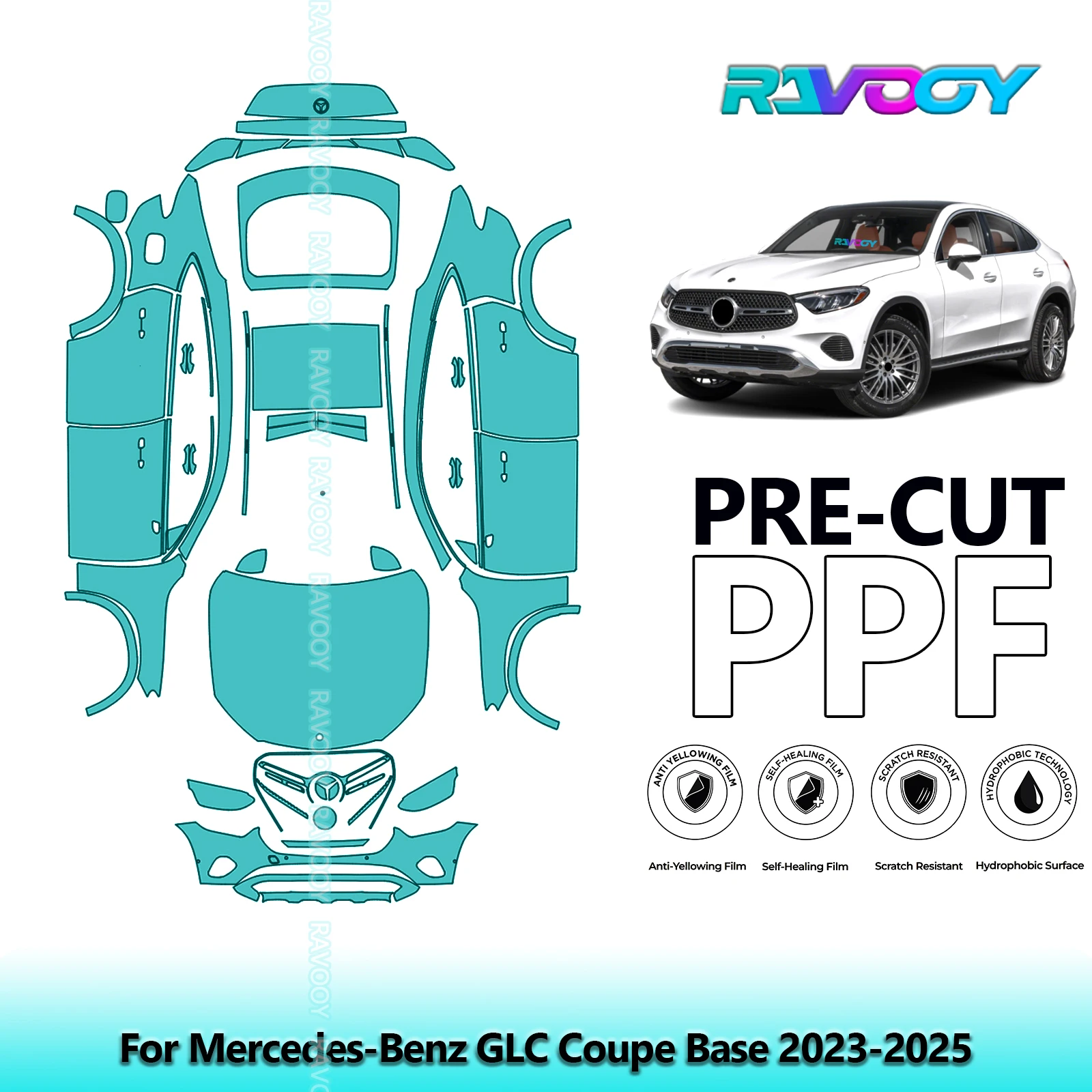 

Full Vehicle Clear Bra Precut PPF Paint Protection Film For Mercedes-Benz GLC Coupe Base 2023-2025