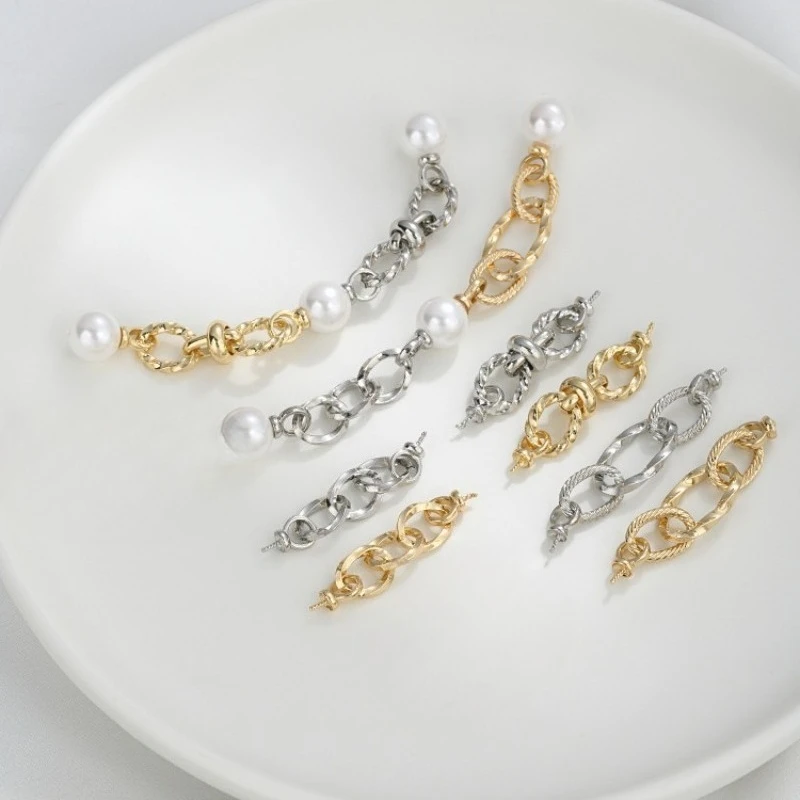 14K Gold Double-headed Sheep's Eye Nail Chain Connection Accessories Handmade DIY Pearl Bracelet Necklace Extended Chain