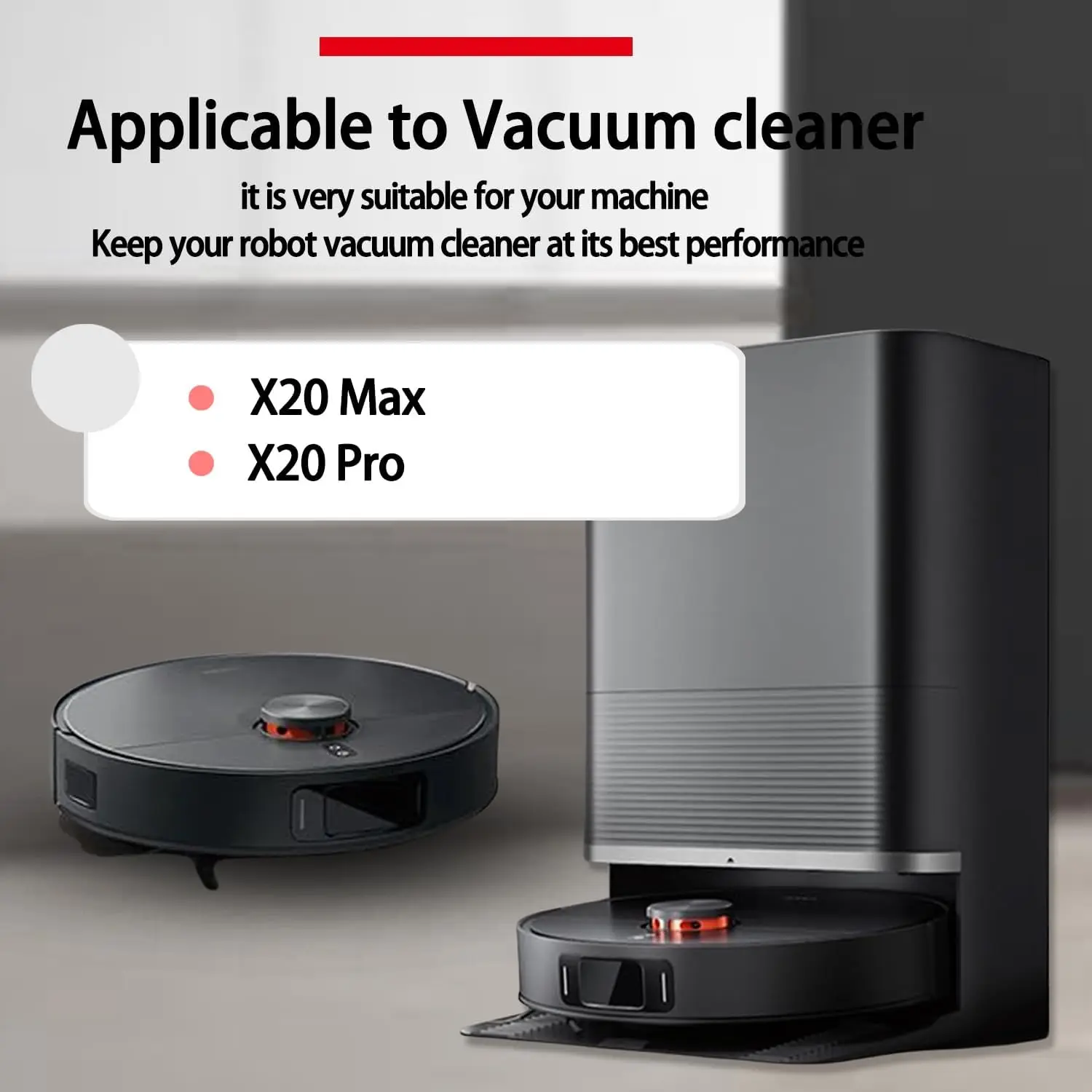 Replacement Parts Kit For Xiaomi X20 Max /X20 Pro Robot Vacuum Accessories,Side Brush,HEPA Filter,Mop Cloth,Dust Bags Spare Part view 2