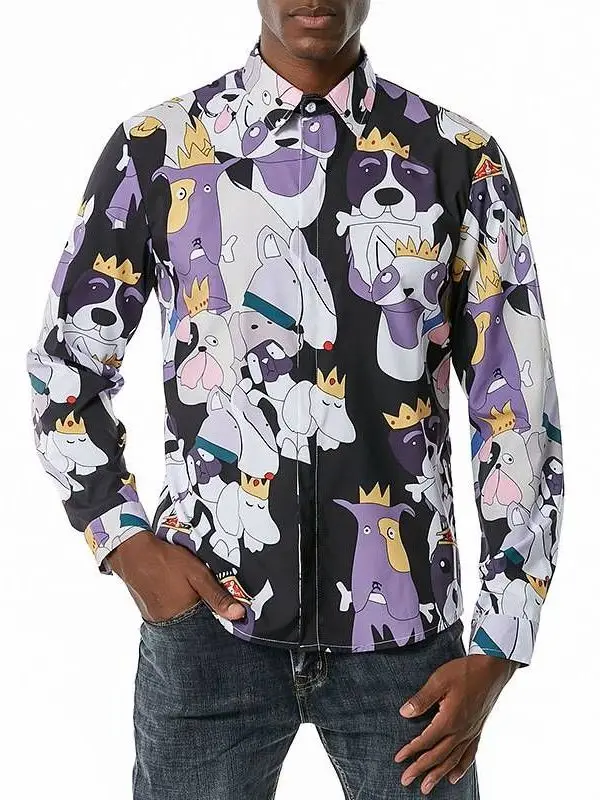 

Мужская рубашка в европейском стиле с длинным рукавом, из утолщенной искусственной кожи, свободного кроя, с эффектом двухслойности, осенняя, для мужчин среднего возраста и старше.