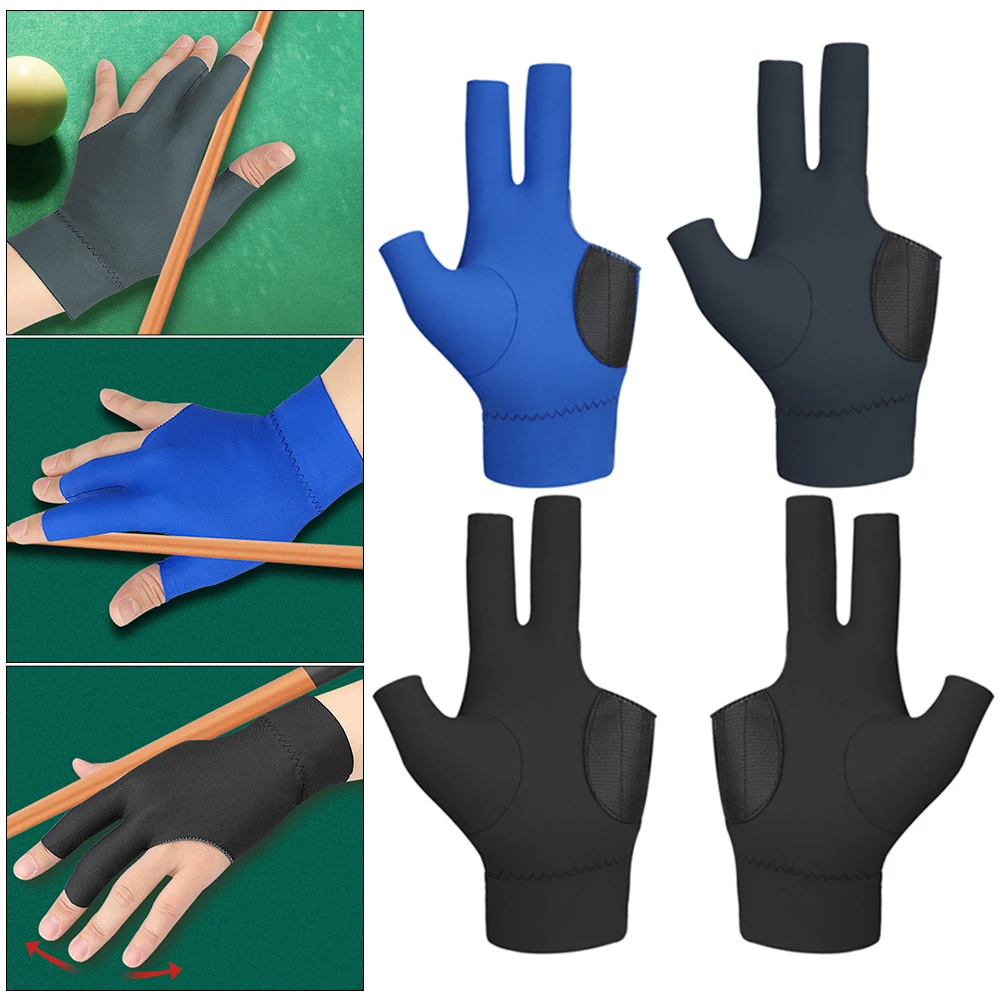 3 Fingers Pool Gloves Non-Slip Billiards Match Gloves Left/Right Hand Breathable Billiard Gloves for Women Men