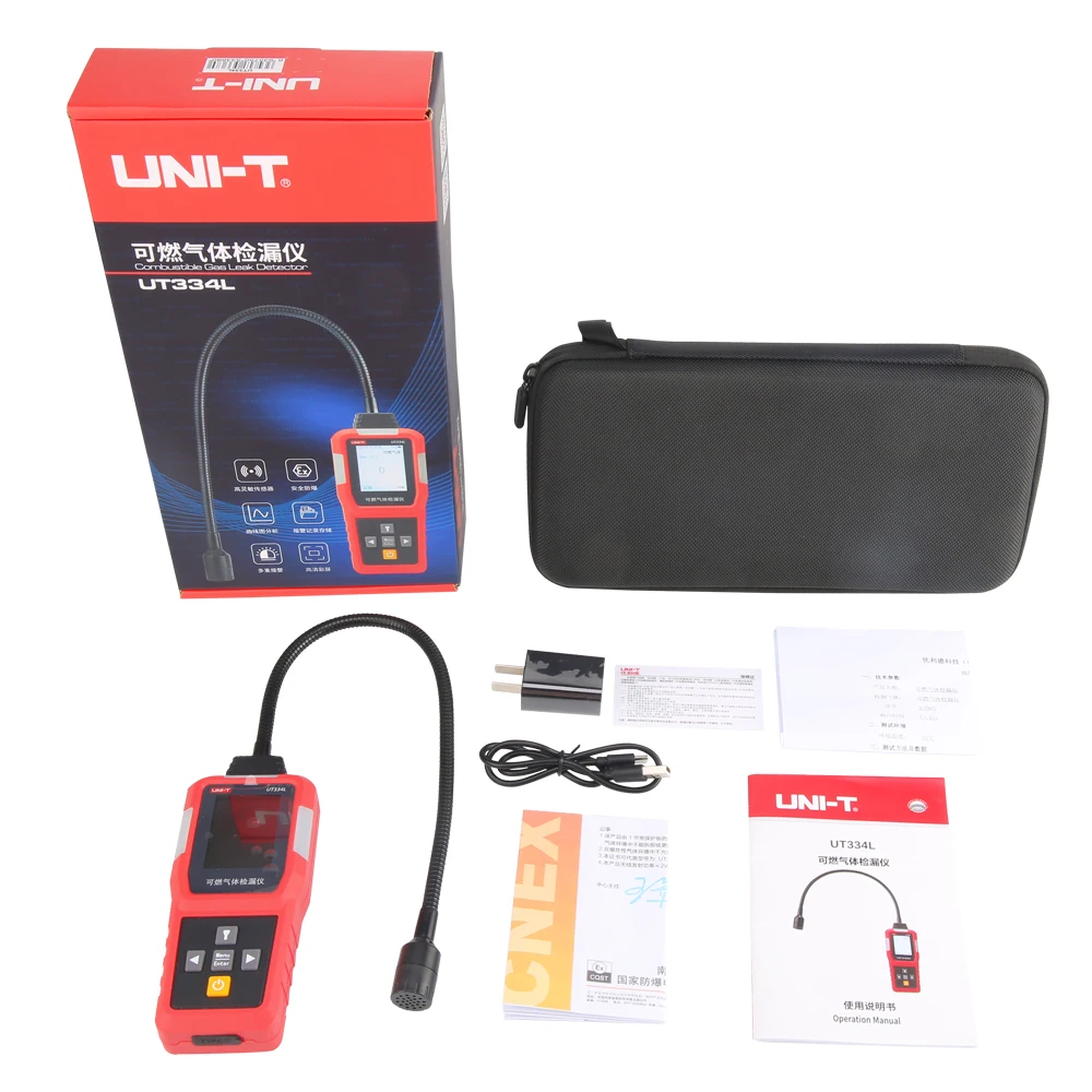 UNI-T UT334L Natural Gas Detector Combustible Gas Leak Detector Locating The Source of Methane Propane Sound & Screen Alarm