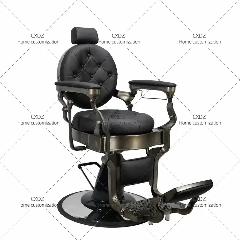 Retro Barber Chair for Men Oil Head Large Reclining Shaving and Hair Cutting Chair for Salon and Barbershop Special Use