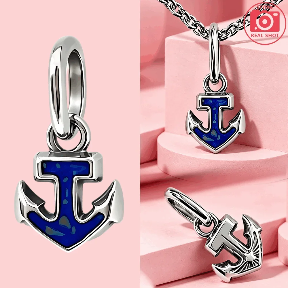 Luminous Skeleton Coffin Moon Anchor Original Charms Silver Plated Beads Fit Bracelets Bag Keychain Diy Women Gift Accessory - view 3