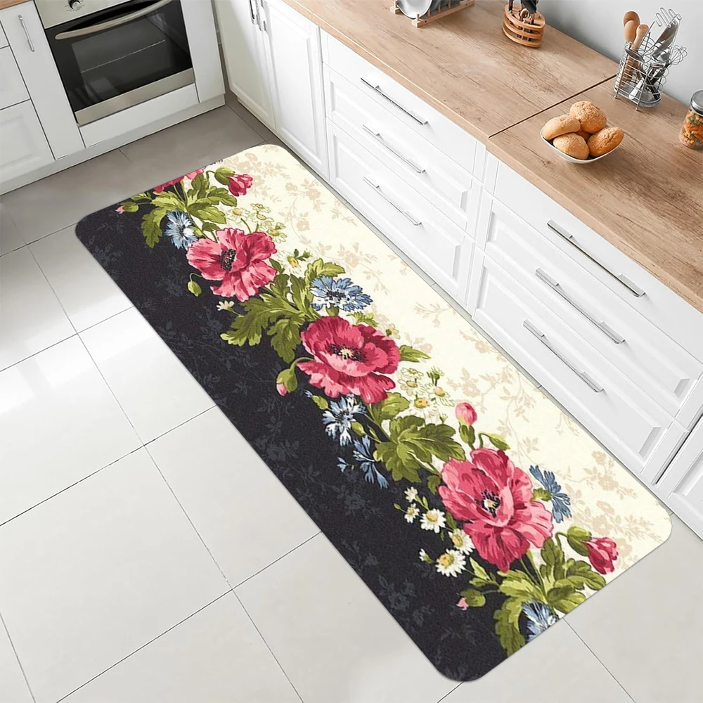 Commercial Kitchen Background - Tappeto Runner Vintage Floreale Rosa su
