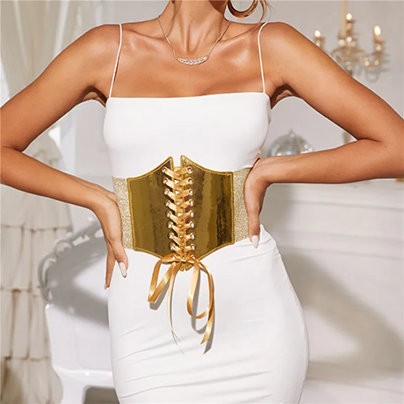 Elastic Gold Corset Wide Belt For Women Corset Wide Slimming Body Belts For Women High Waist Belts Feminin Ceinture Femme Fajas