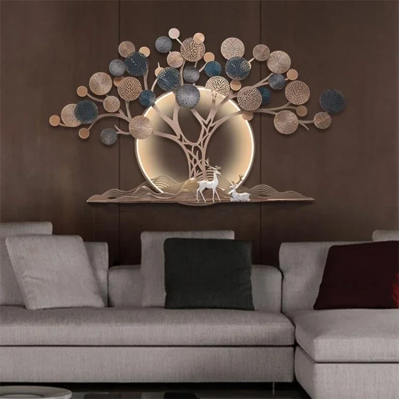 

3D LED Metal Fortune Tree Modern Home Decor Luxury Wrought Iron Wall Art Decor