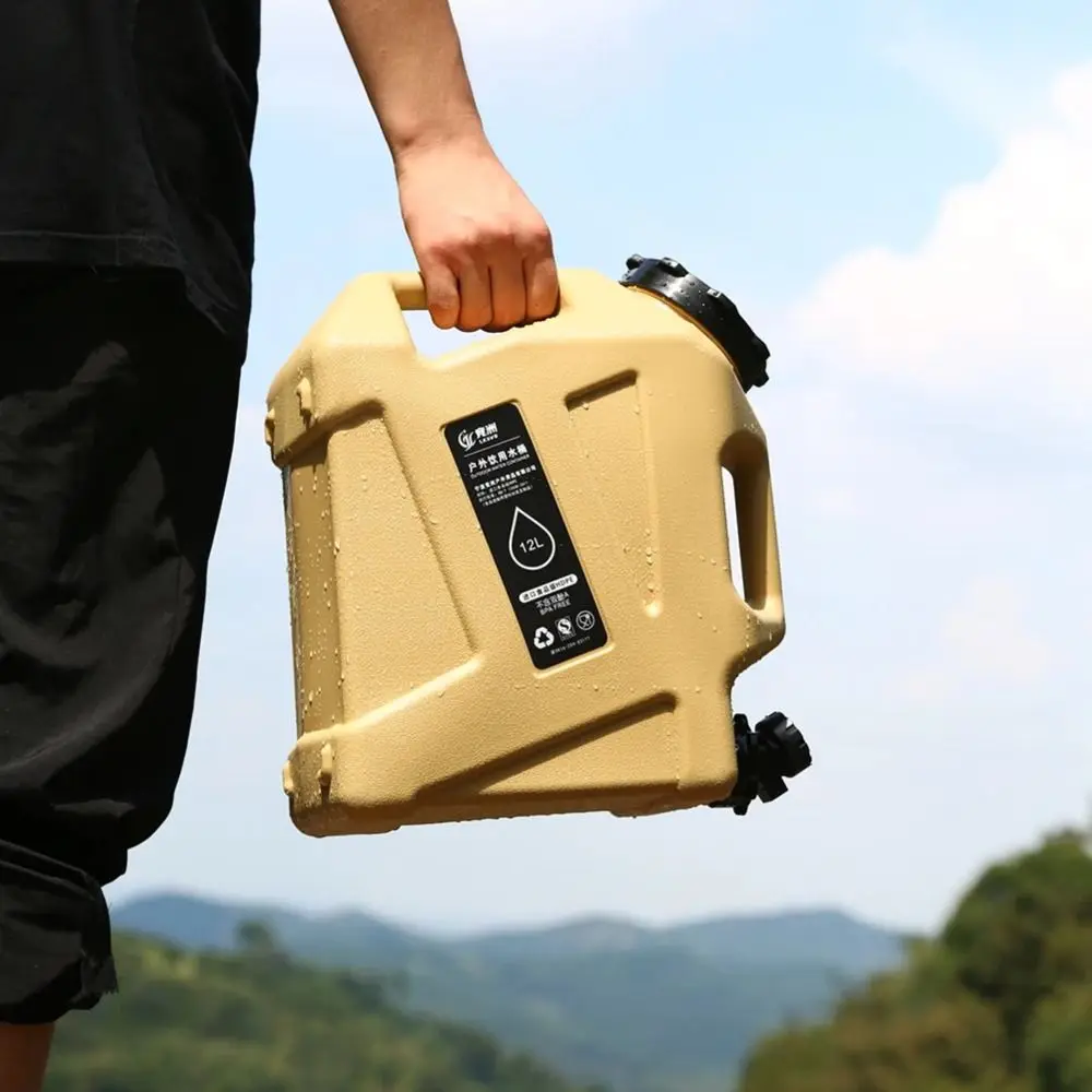 

12L Outdoor Drinking Bucket Large-Capacity Portable Water Storage Container Wear-resistant PE Camping Water Tank Travel Supplies