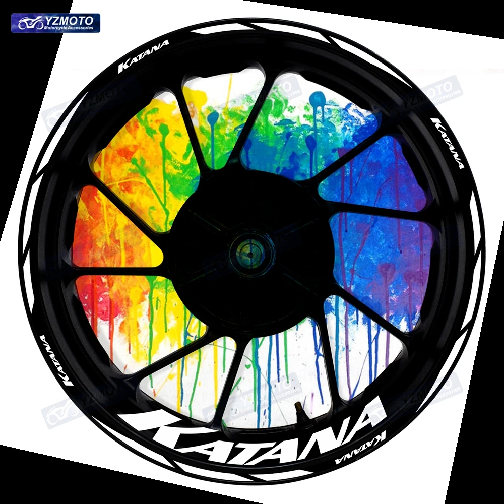 

For KATANA Motorcycle 17 Inch Front Rear Racing Wheel Hub Sticker Decal Waterproof Reflective Modified Decorative Rim Stickers