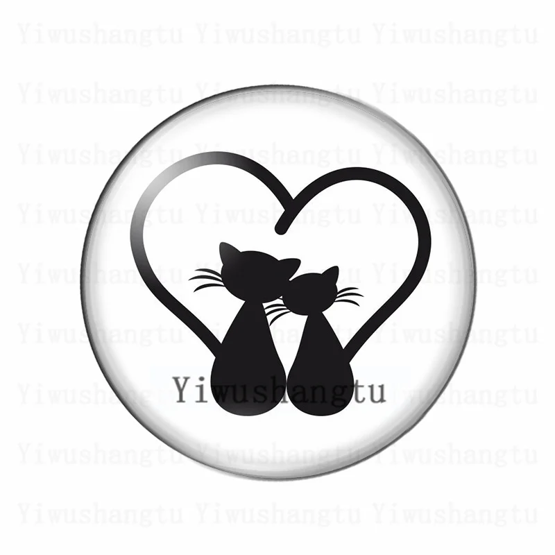 Fashion Lovely Cartoon Cat love pattern 12mm/18mm/20mm/25mm Round photo glass cabochon demo flat back Making findings