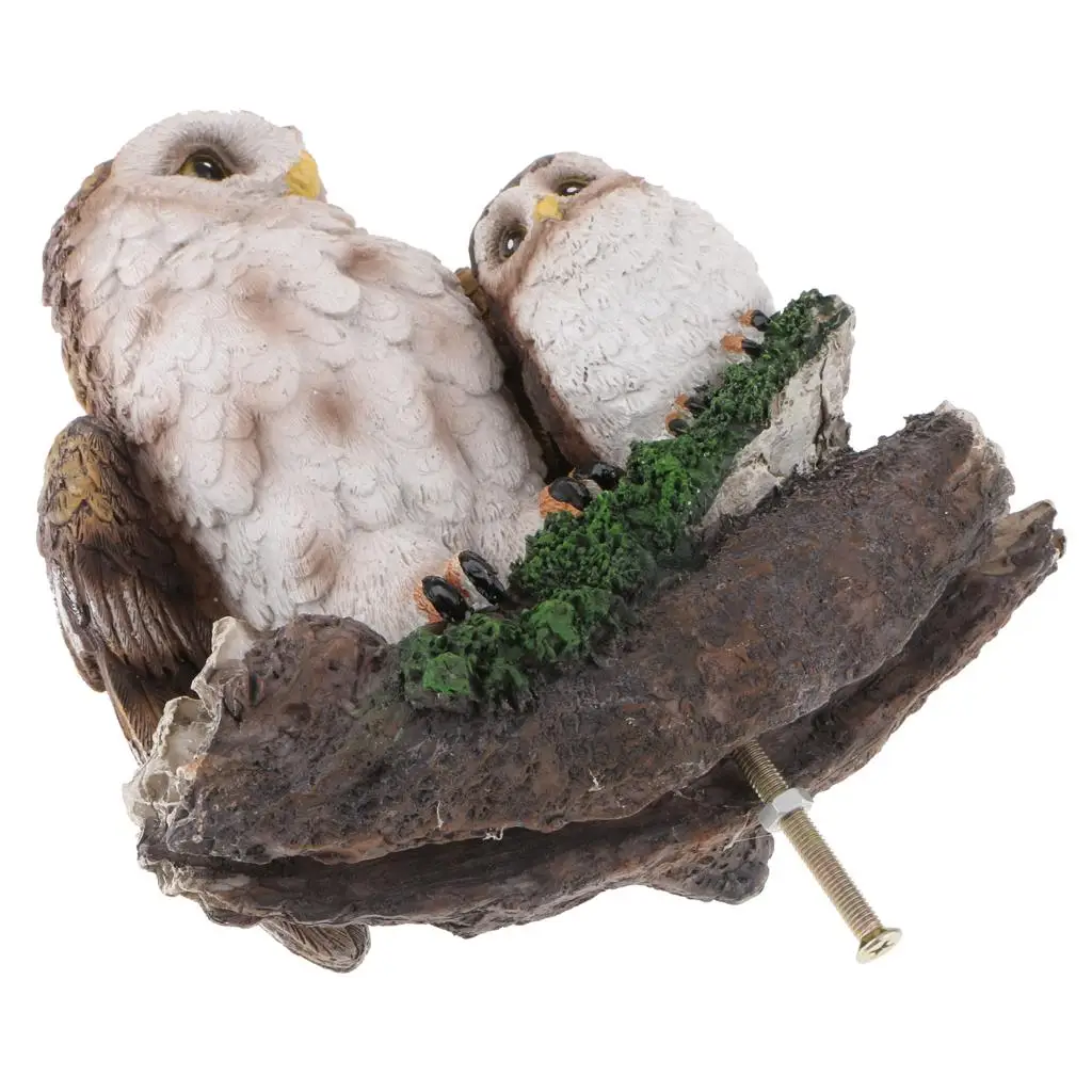 Owl Ornaments Realistic Resin Simulation Owl Model Artificial Bird Statue Animal Sculpture for Home Yard Shop Window Display