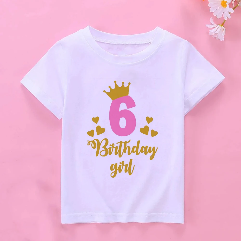 Camiseta feliz cumpleaños para niña – Manga corta con número - imagen 5