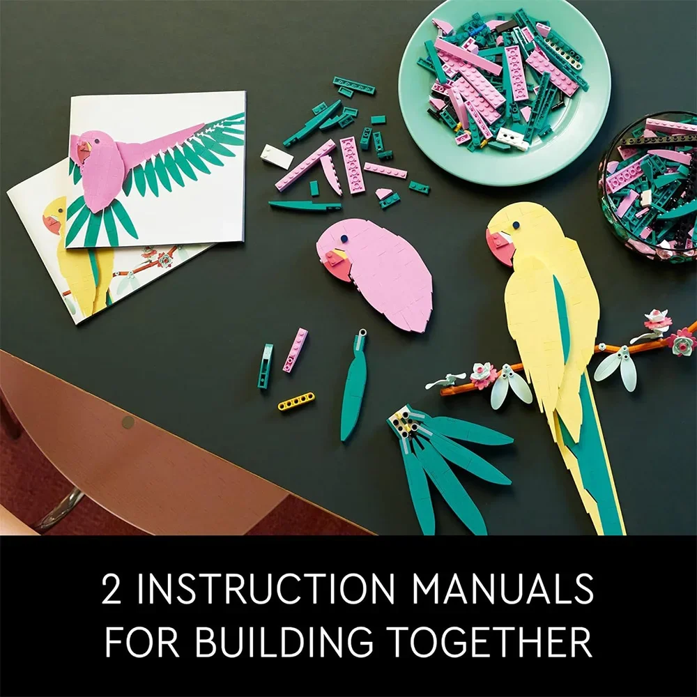 Creative Art The Fauna Collection Macaw Parrots Building Blocks Wall Artwork for Living Room or Home Office Decor Toy Gift