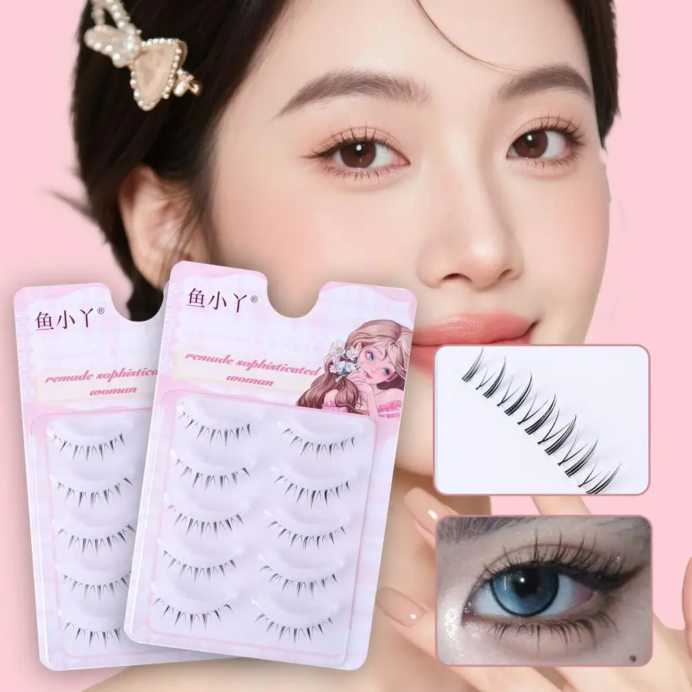 5 Pairs Natural Manga False Eyelashes  Transparent Lower Eyelashes Ultralight Wispy Soft Idol DIY False Eyelashes