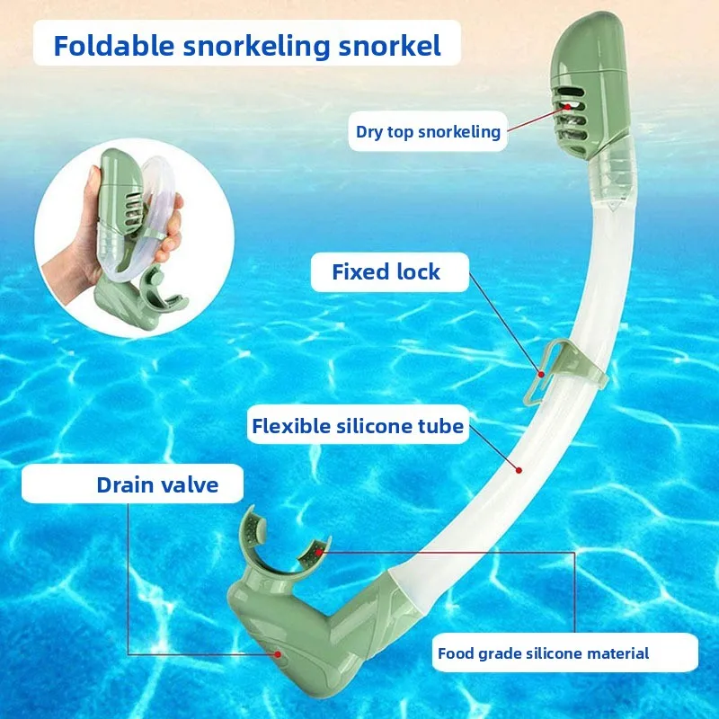 Esnórquel de buceo de silicona completamente seco, tubo de respiración de aire para buceo subacuático, equipo de manguera, equipo de buceo subacuático