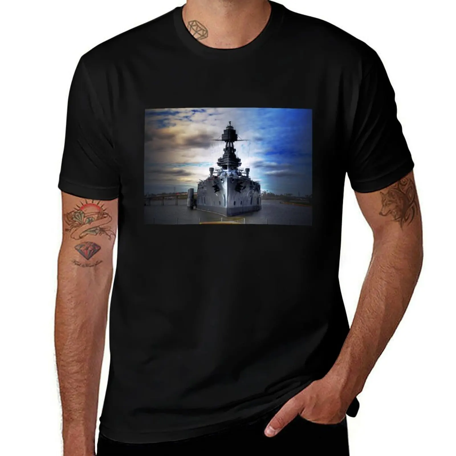 

Battleship USS Texas T-Shirt kawaii clothes Man t-shirt summer tops anime clothes fruit of the loom mens t shirts