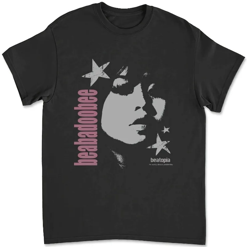 Beabadoobee Official Band T-Shirt - Black Pink Portrait Pattern Breathable Cotton Men's Concert T-Shirt - Death Bed & Beatopia
