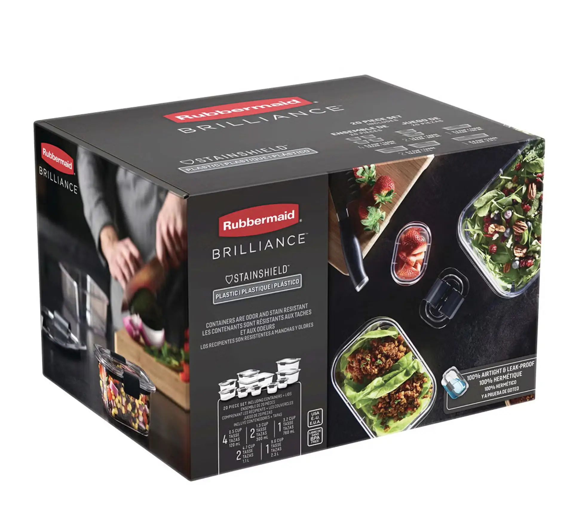

Rubbermaid Brilliance Food Storage Container Variety Set of 20