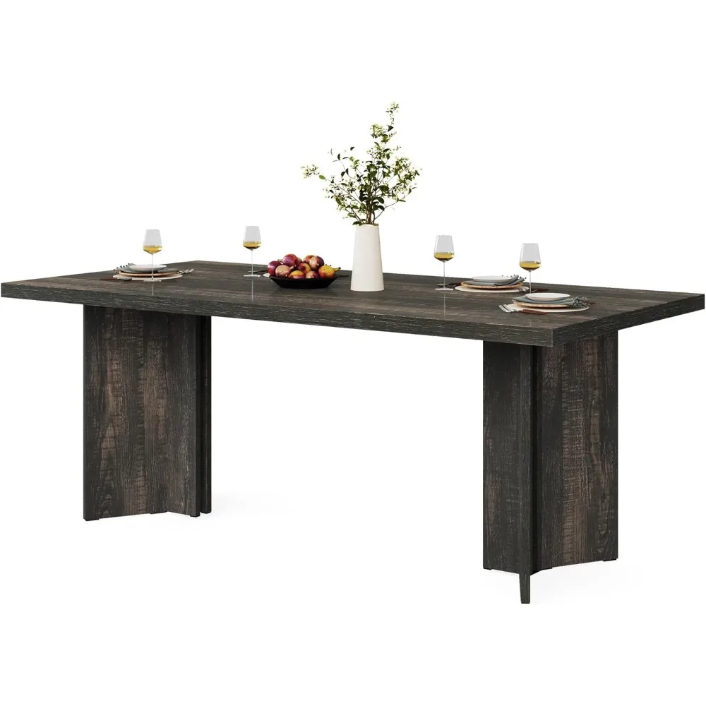 Mesa de comedor Rectangular para 4-6, mesa de cocina de granja con sobremesa grande, mesa para comer para comedor, 63 pulgadas