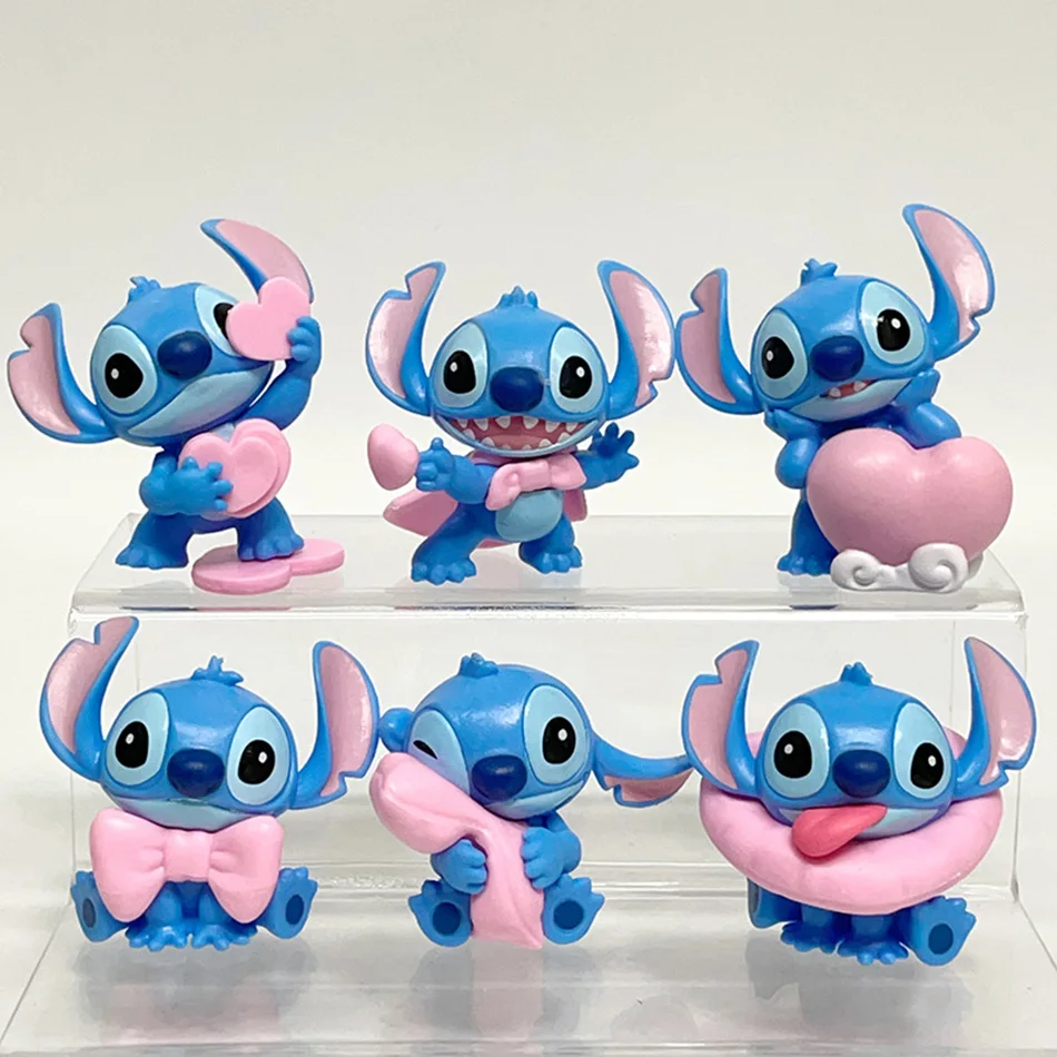 Disney Stitch Action Figure Blind Box Sweet Pink Series Display Item Toy Gift Ornament Handmade Figurine Collectible Birthd