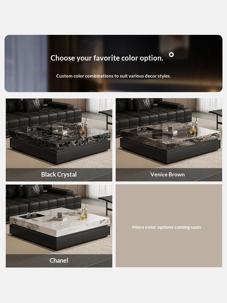 Nordic 2026 New Italian Minimalist Rock Slab Coffee Table Square Marble Pattern Light Luxury Modern Simple Living Room Furniture image 5
