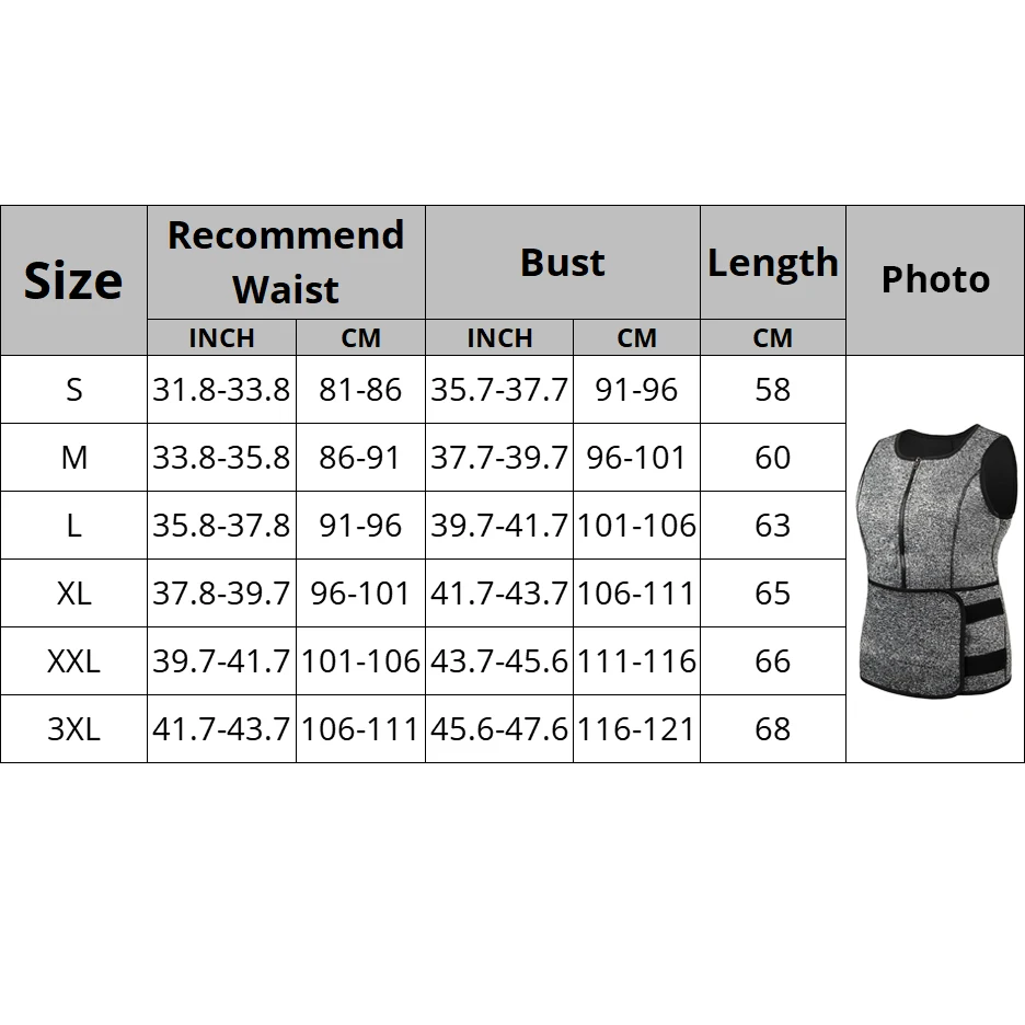 Men Waist Trainer Slimming Vest Sauna Sweat Compression Workout Shirts Fat Burner Stomach Slim Body Shaper Weight Loss Suit