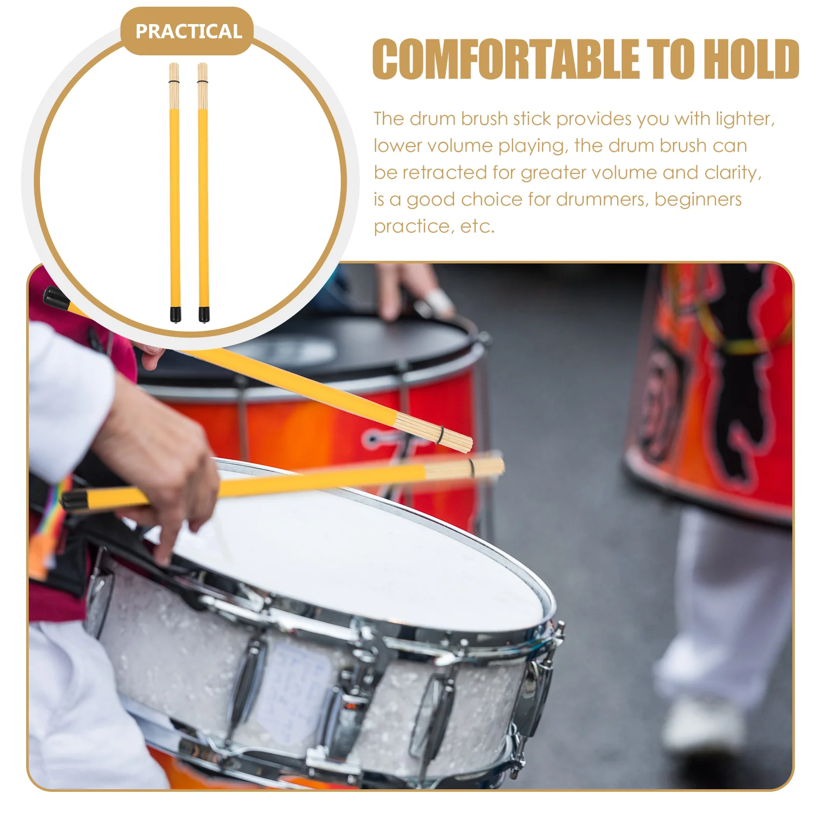 

Kids Drum Stick Drumsticks Professional Percussion Mallet Rod Yellow Accessories