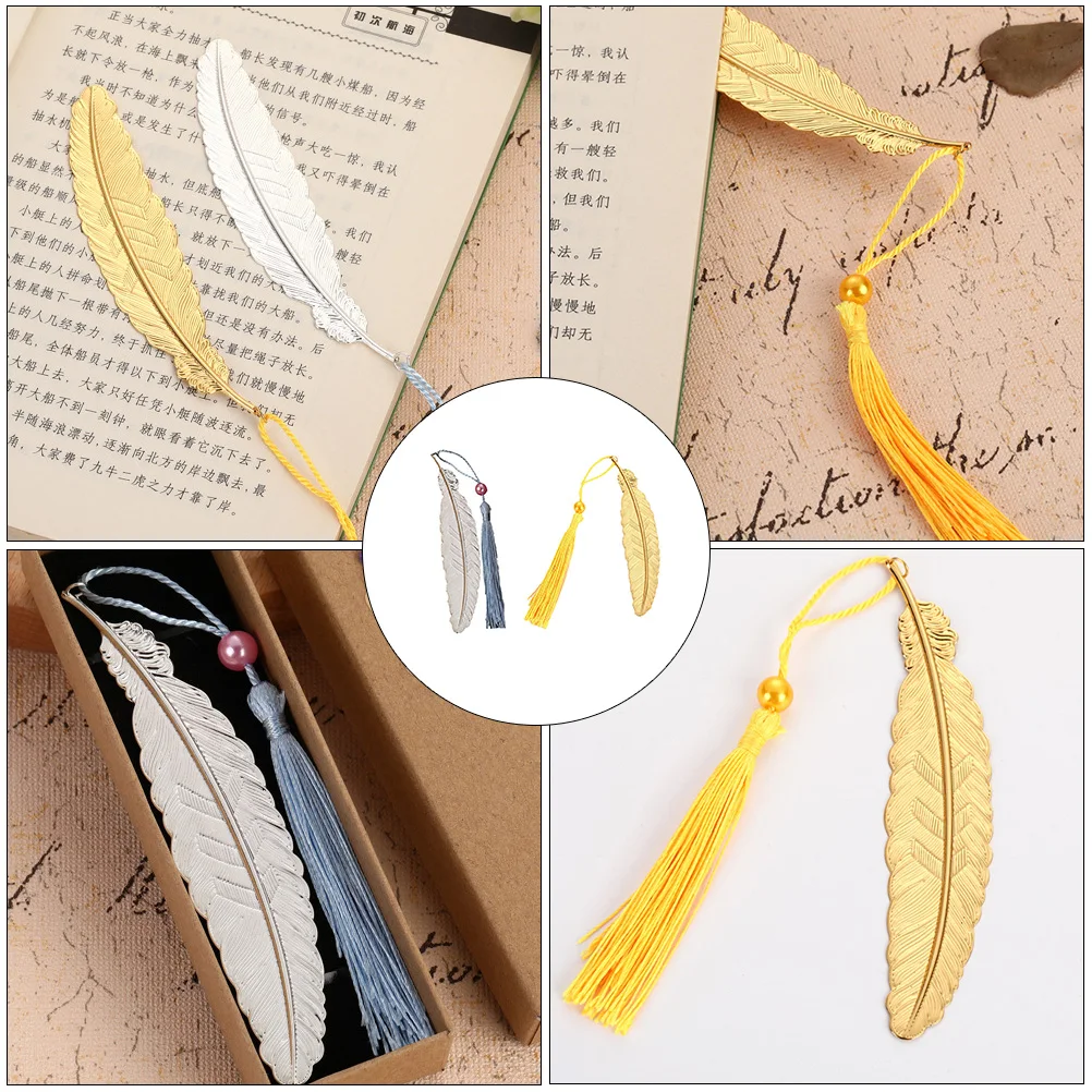 

2PCS Metal Bookmarks Gold Silver Tassel Lightweight Reading Accessories Students Gifts Page Markers School