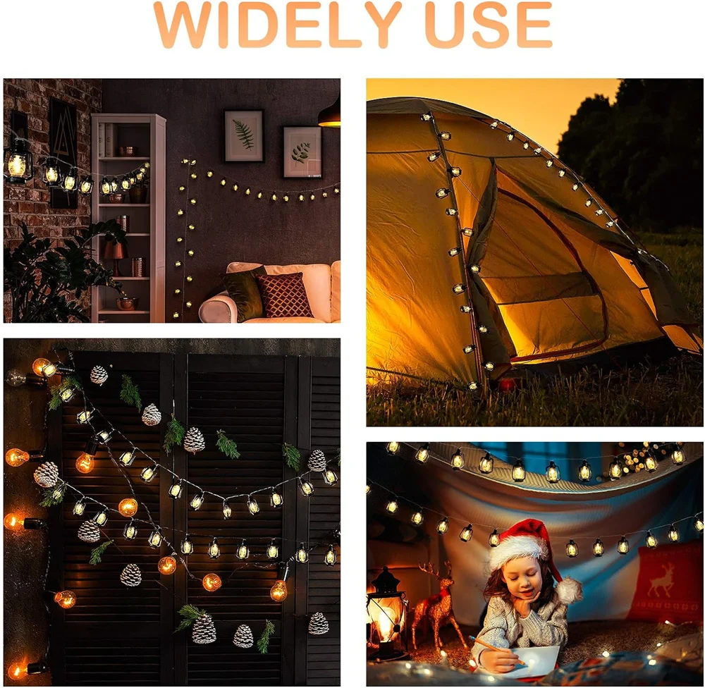 Black Lantern LED String Lights Mini Kerosene Lamp for Indoor Outdoor Patio Garden Holiday Home Ramadan Wedding Party 481