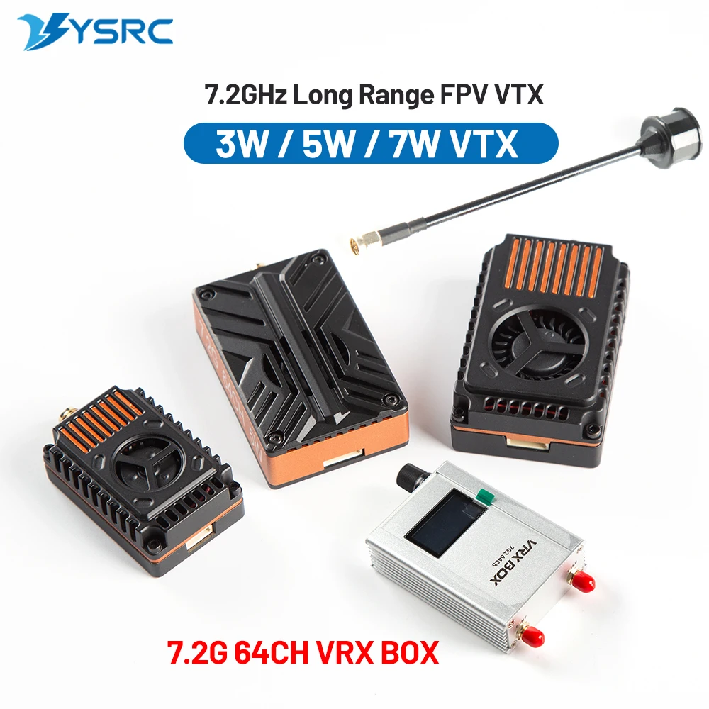 

FPV VTX 7.2G 3W /5W /7W Analog Video Transmitter 64CH 6110MHz-7210MHz 7.2GHz Video Receiver for DIY RC FPV Long Range Drones