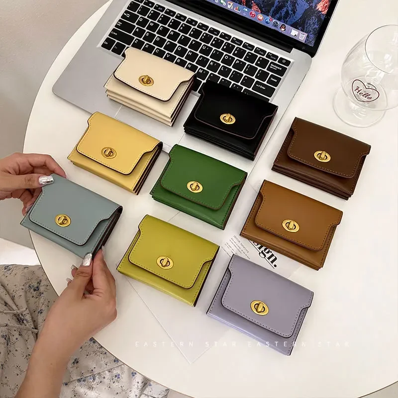 The new Korean version of women's card bag purse short fashion multi-color multi-card bag zipper