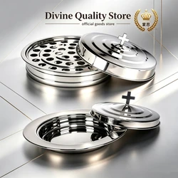 Premium quality communion tray Stainless Steel Plate Set one tray with lid plus a bread plate with lid durable safe