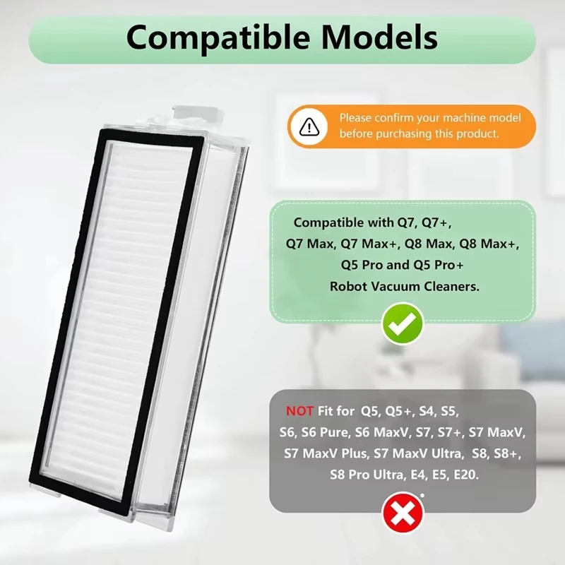 فلتر HEPA قابل للغسل لـ Roborock Q7 Max Q7 Max+ T8 Q5 Pro، Q5 Pro+، Q8 Max، Q8 Max+ Robot Vacuum HEPA Filter