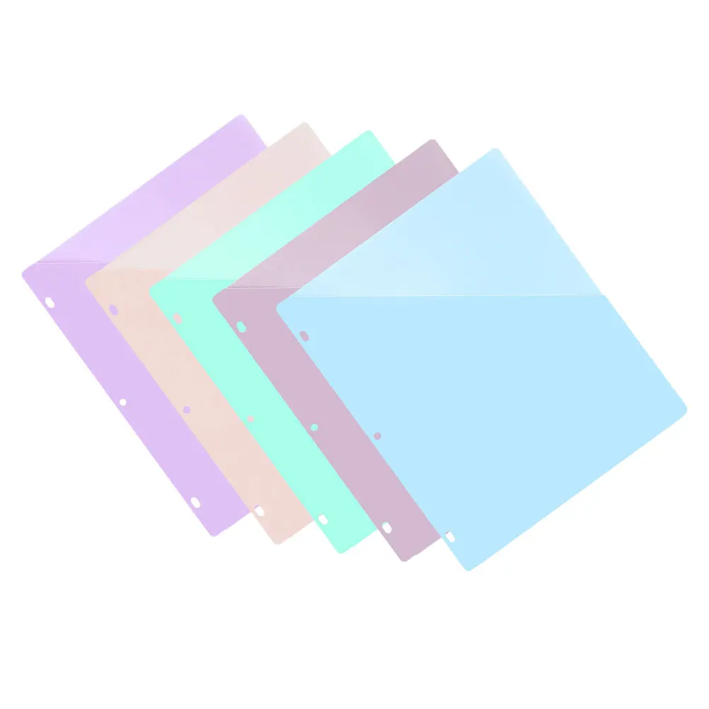 

5 Sheets 3 Hole Punch File Bags Transparent Plastic Binder Pockets Clear Document Folders Office Supplies Stationery Storage